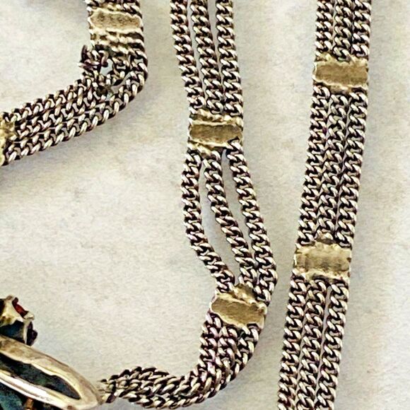 Gorgeous Sterling Silver Marcasite Garnet Necklace 20 In Long January Birthstone - Picture 9 of 16